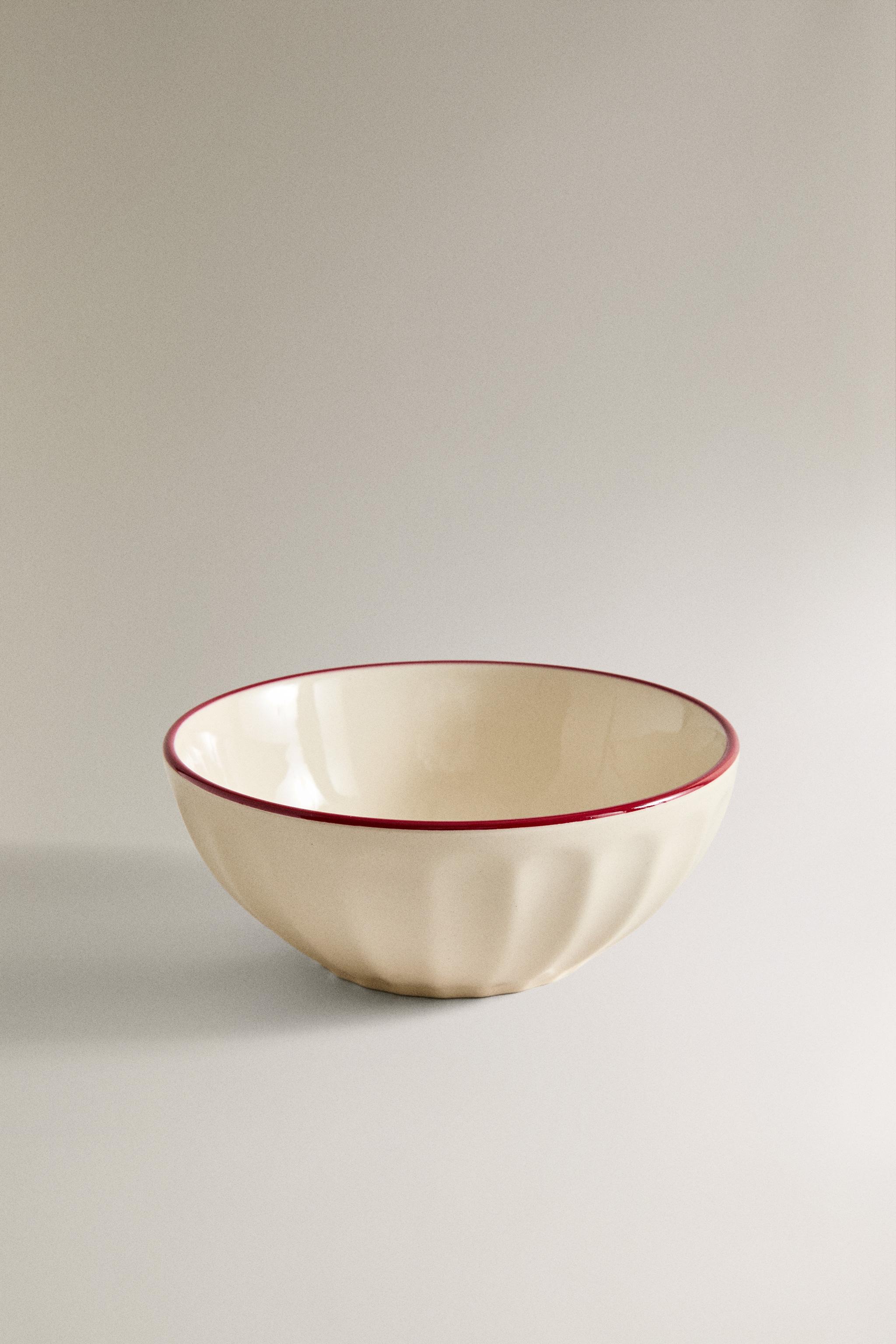 SCALLOPED STONEWARE CHRISTMAS BOWL